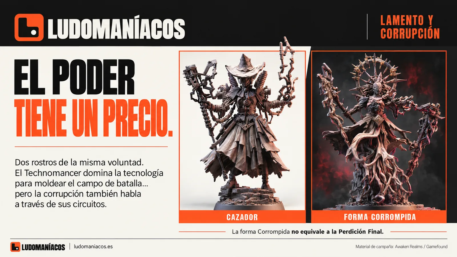 Tecnómante de Grimcoven y su forma Corrompida